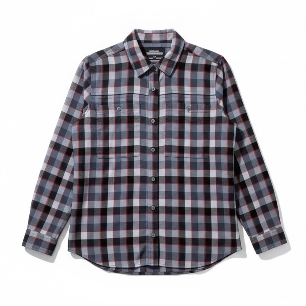 REI Co-op Flannel Shirt Grey Black Red Plaid Large Mens